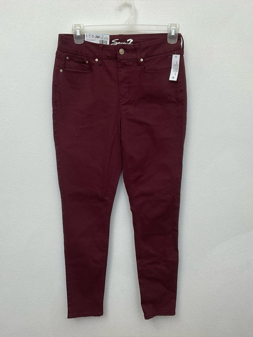 NWT Seven7 Burgundy Port Royale High Rise Skinny Jeans Slimming Size 10
